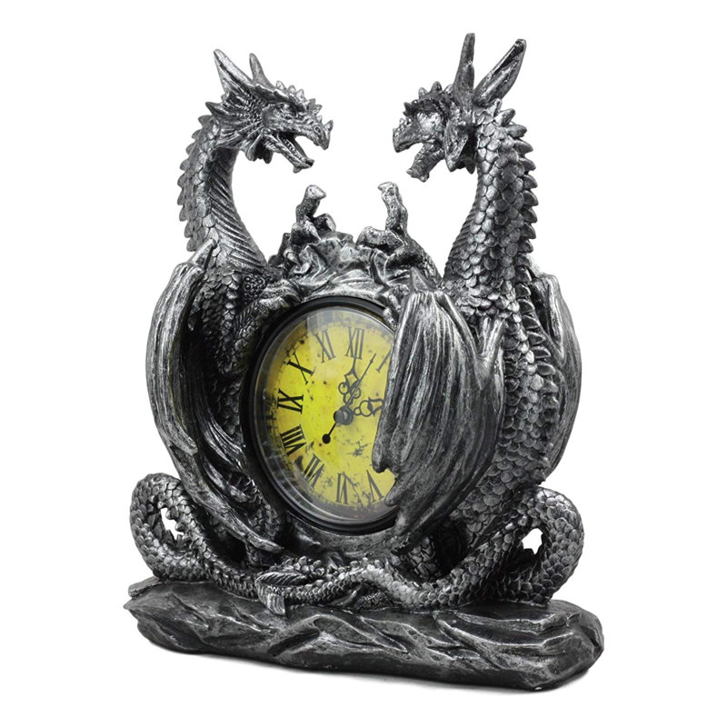 Roman Numeral Resin Quartz Movement / Crystal Tabletop Clock in Silver