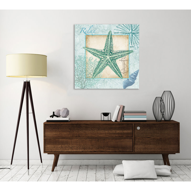 « aqua shell : », reproduction d’impression sur toile tendue Starfish, H 12 po x l 12 po