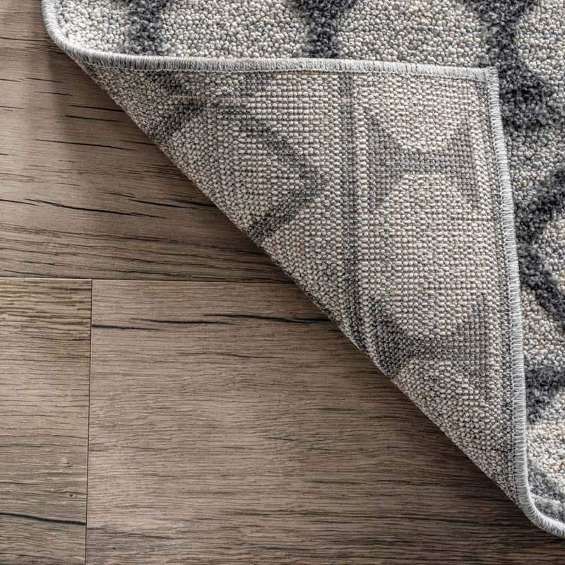 Tapis marocain Akihisa pour le salon, la chambre et la salle à manger, gris / ivoire, Rectangle 8 pi x 10 pi