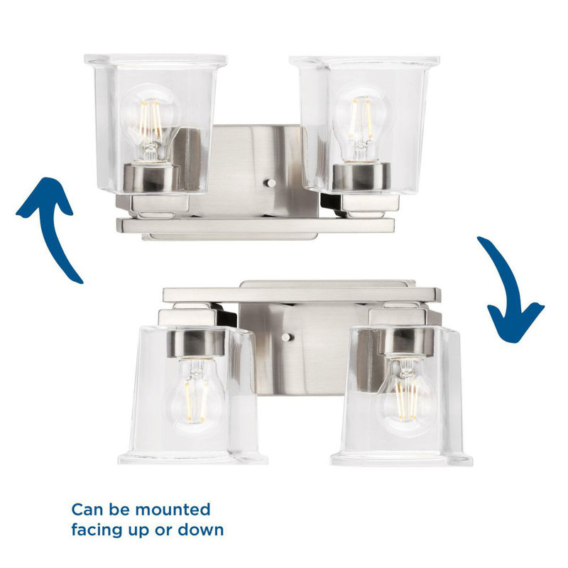 Gilmour Brushed Nickel 2-Light Vanity with Clear Glass Shades