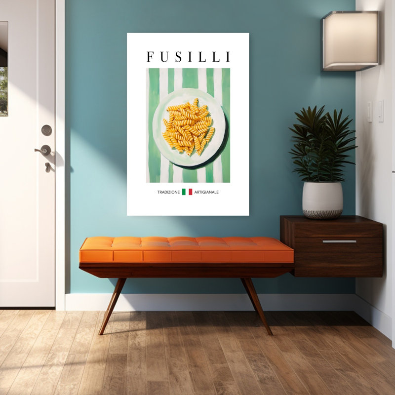 Fusilli italien, art mural traditionnel sur plaque, H 48 po x l 32 po