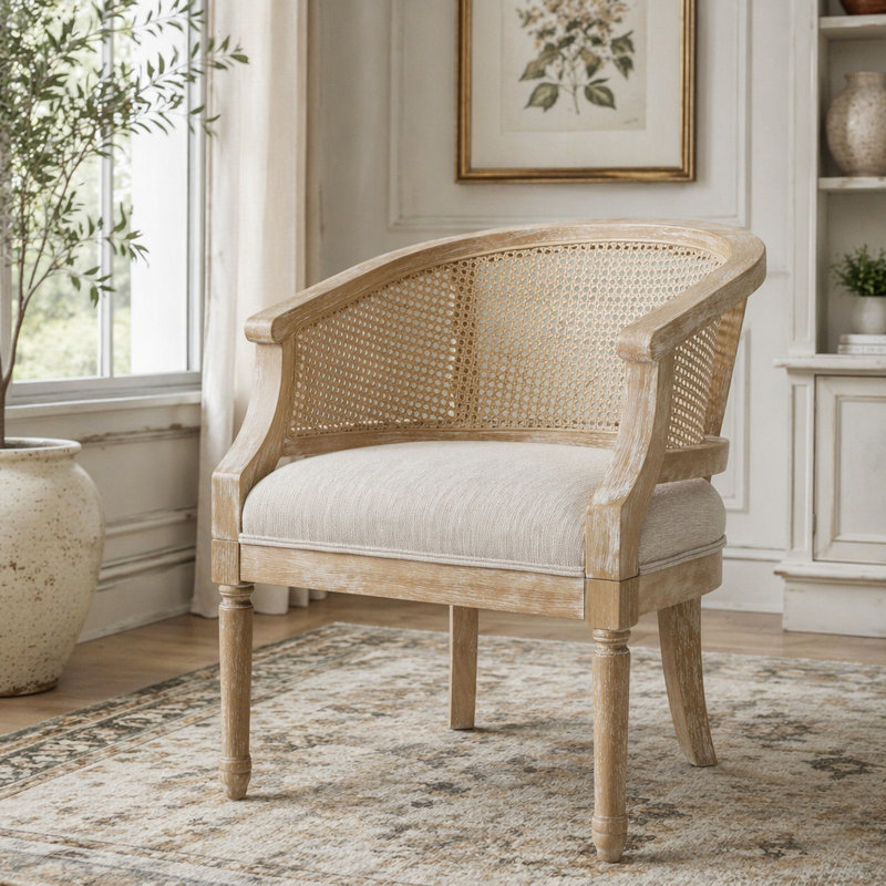 Fauteuil d'appoint en bois d'hévéa