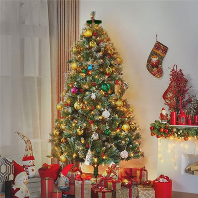 Christmas Tree Lights, 448 LED Waterfall Tree Topper Lights with Remote & 8 Lighting Modes, 8.2FT X 16 Lines Christmas Light for Indoor Outdoor Yard Party Xmas Decoration (Warm White)
