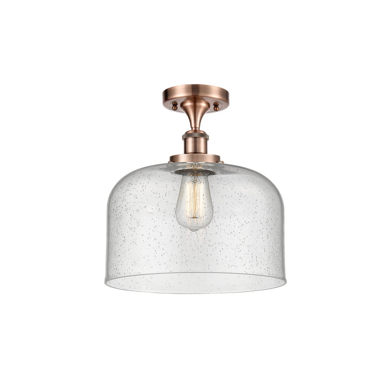 Plafonnier semi-encastré 1 lumière Analily, Cuivre antique, H 13 po x l 12 po x P 12 po, Ampoule non incluse