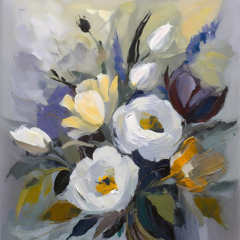 Bouquet de fleurs colorées, H 30 po x l 30 po