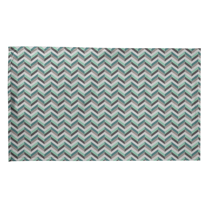 Serviette à thé chevron Mcguigan, Sergé de coton, Gris / blanc