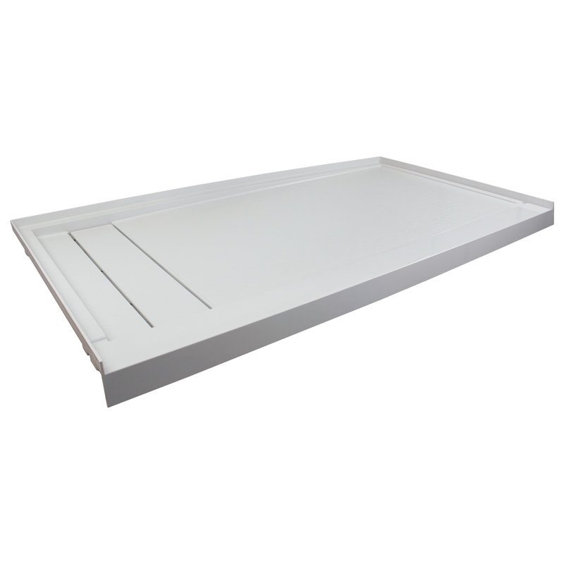 60'' W 32'' D Rectangular Single Shower Base, Gray, Left