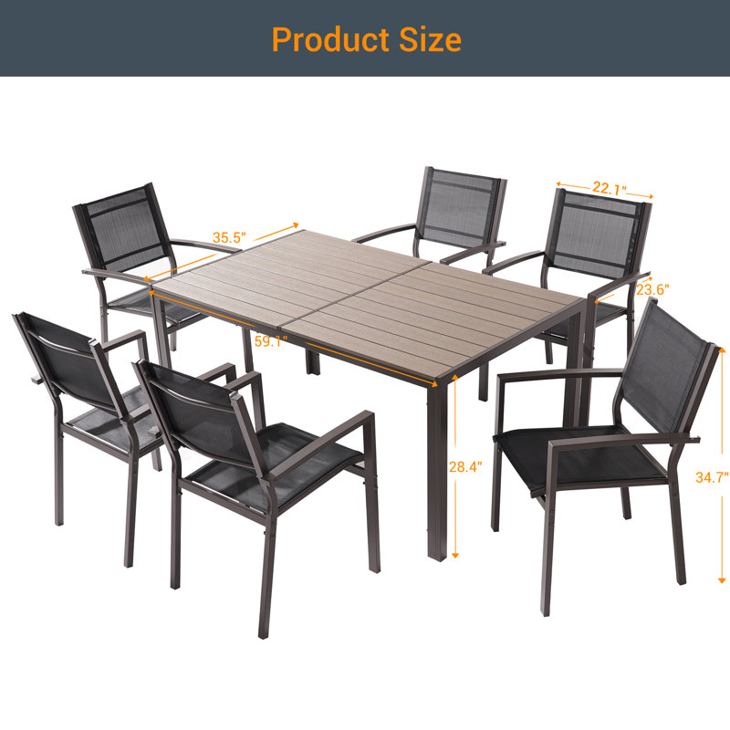Amaranthe 6 - Person Patio Conversation Set, Black