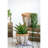 Pair Of White And Brown Cement Planters Featuring A Bold Black V Pattern, L:10X8", S:8X6.5" - Great For Scandinavian Modern Floral Setups 2 Made With Design, Elevate Your Displays In Spaces