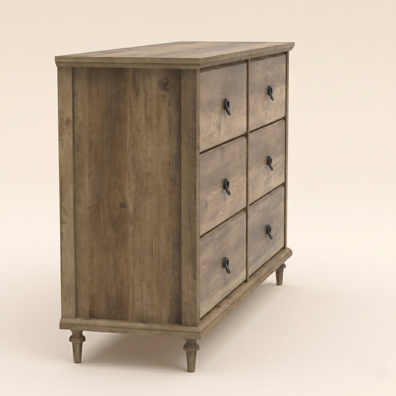 Commode 6 tiroirs 46,3 po Aleana, Chêne noueux