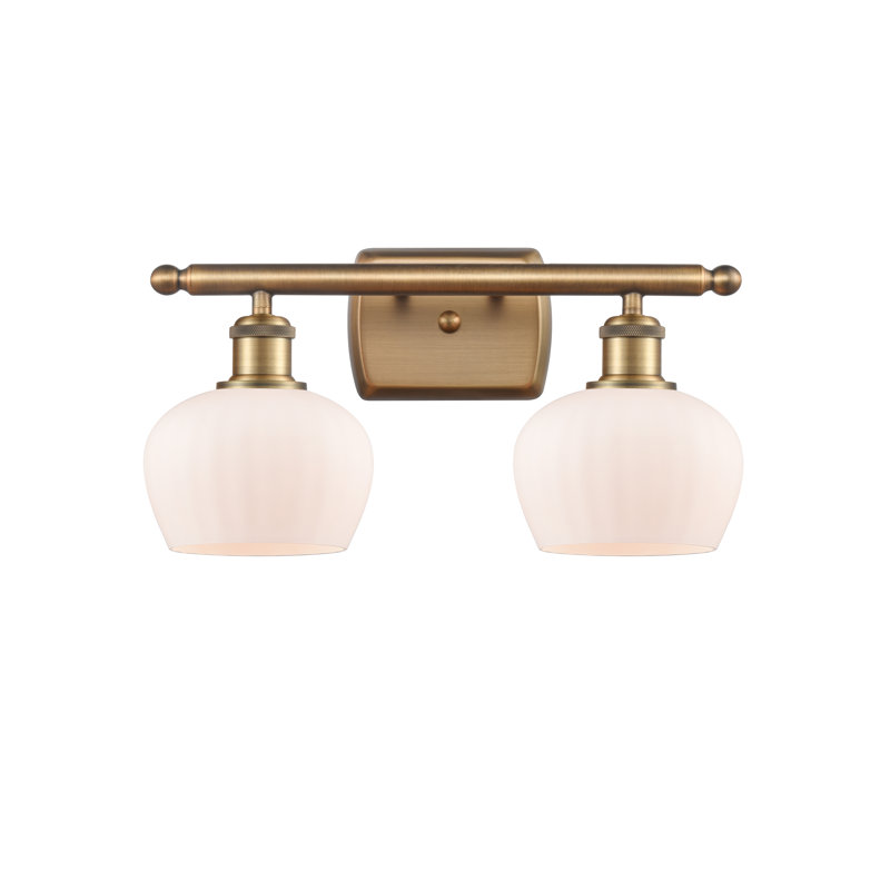 Éclairage pour salle de bain à intensité variable 2 lumières Lyman, Ampoule incandescente rétro de 60 watts, Laiton brossé