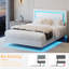 Upholstered Bed Frame With Diamond Tufted Headboard And RGB LED Lights, No Box Spring Required-1775471137-1775471139