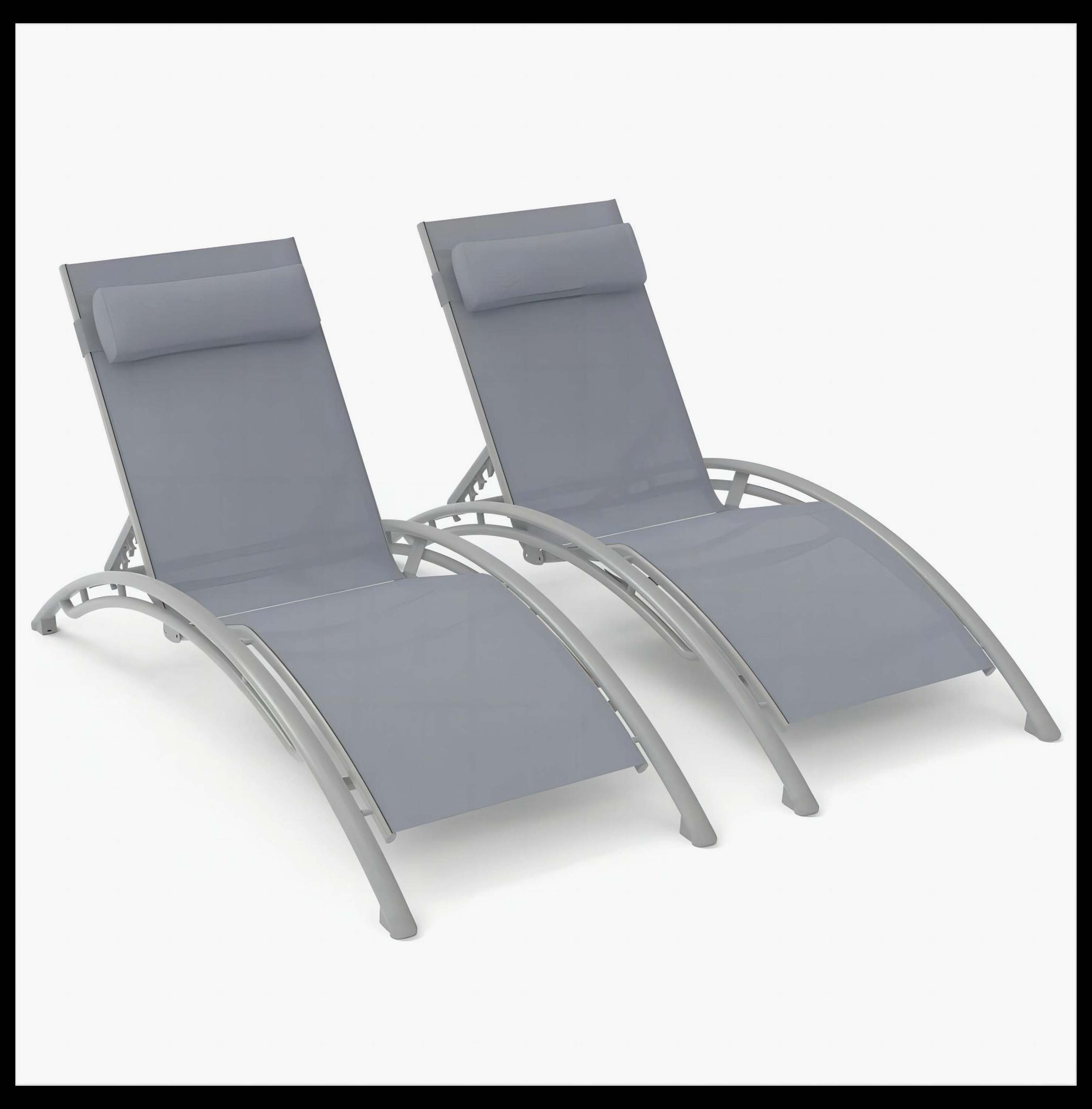 Latitude Run® Outdoor Chaise Lounge Set Of 2, Patio Recliner Chairs ...