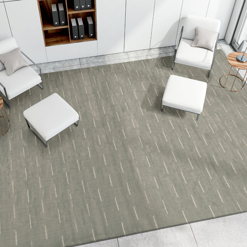 Hand Knotted Striped Area Rug in Blue/Beige, Rectangle 12' x 15'