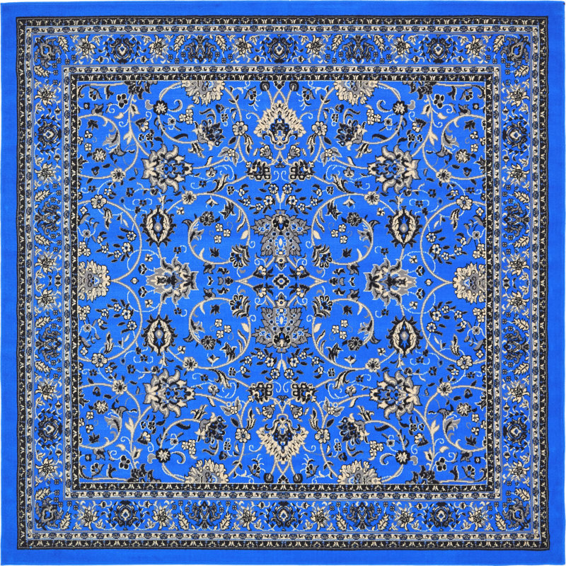 Tapis bourgogne Bhatari, Bright Blue, Carré 7 pi 10 po