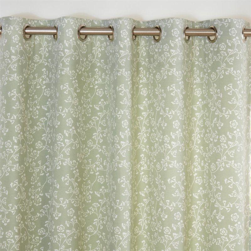 Sade Fully Lined Ready Made Floral Eyelet Curtains, Green, 66cm Width x 54cm Drop
