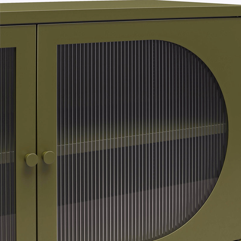 Large armoire d'appoint 2 portes avec verre cannelé, H 15,75 po x l 25,2 po x P 15,75 po, Vert