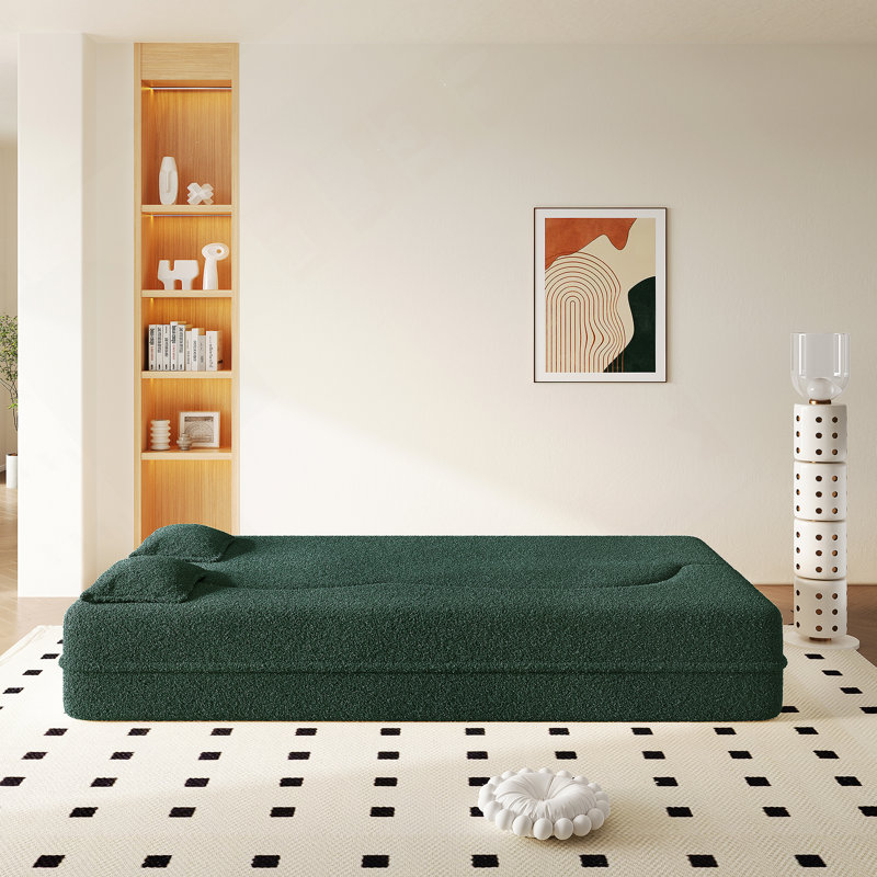 Canapé-lit Boneless Convertible, H 30 po x l 78,7 po x P 38,2 po, Vert