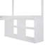 Lit mezzanine en bois avec bureau en U, compartiments de rangement et miroir à trois volets