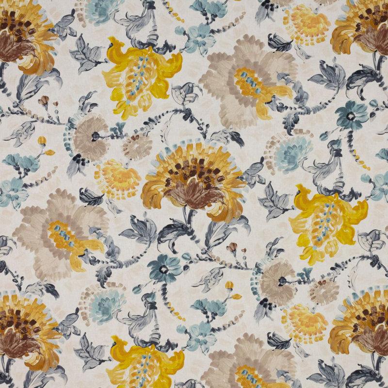 Tissu 100% coton floral Brushstroke, Ruée vers l'or
