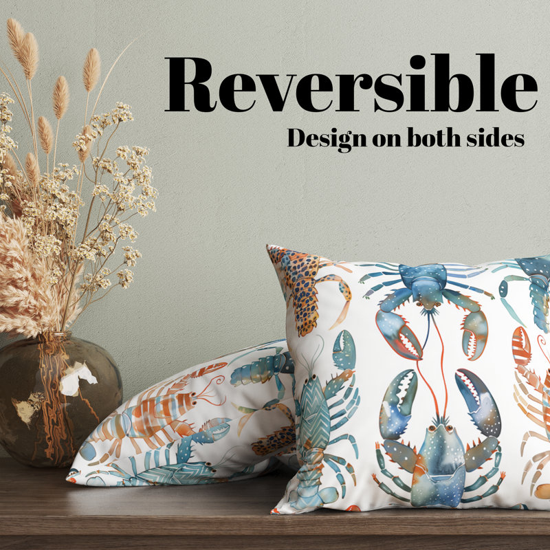 Housse de coussin Lobsters Seafoam Soiree, H 18 po x l 18 po