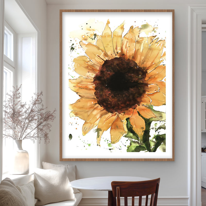Grand imprimé tournesol encadré mat | Décoration florale