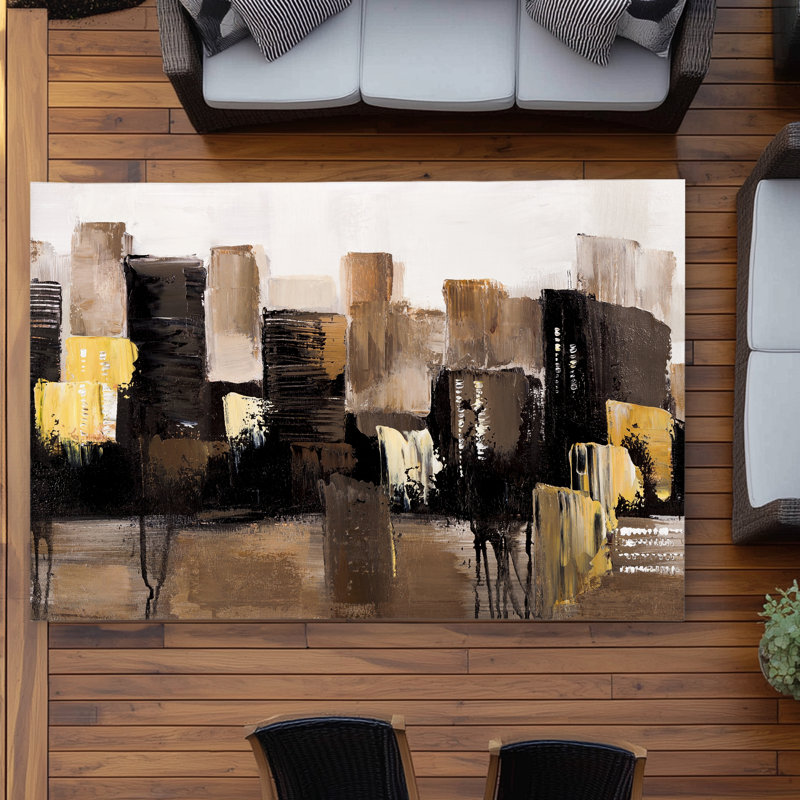 Earthy Style Rugs Begin Edition International Inc. Earthy Tones Abstract Cityscape ...
