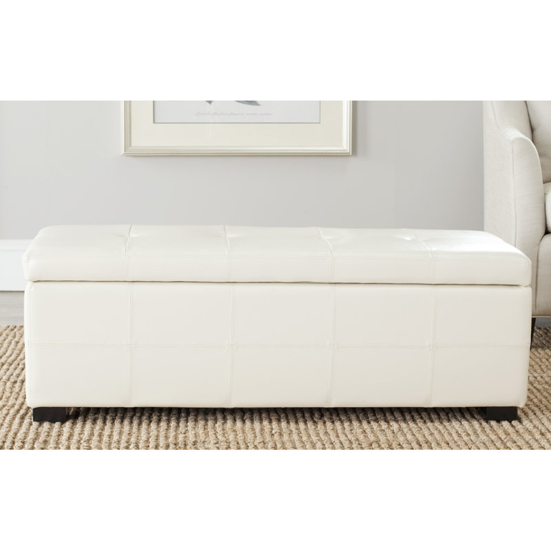 Banc de rangement Alescia, Similicuir crème, 46,9 po x 18,3 po x 16,7 po