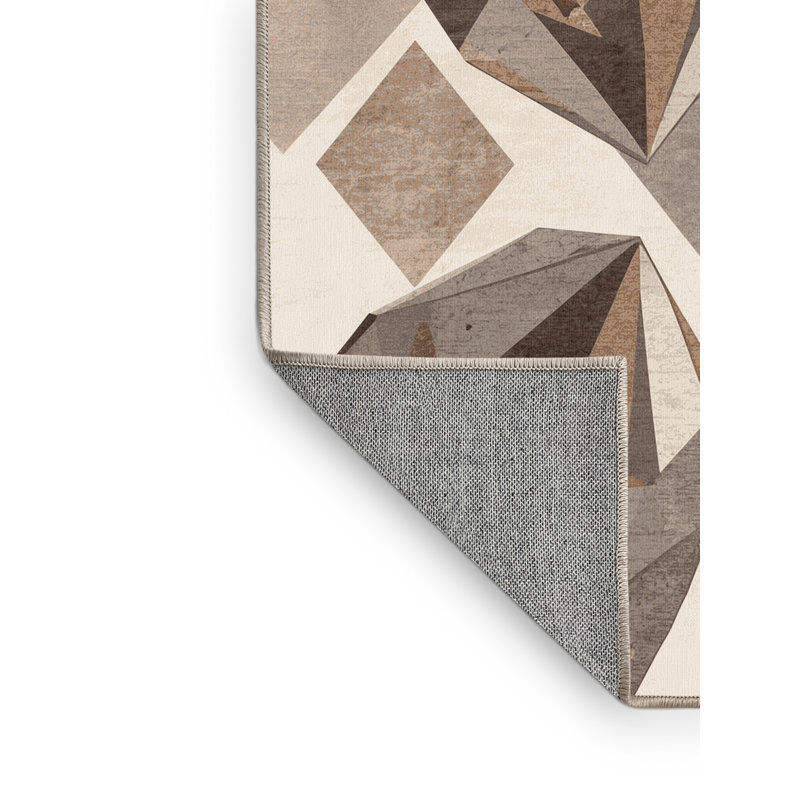 Tapis gris délavé à la machine à motif géométrique luxueux lavable à la machine Carlstadt, 8 pieds carrés