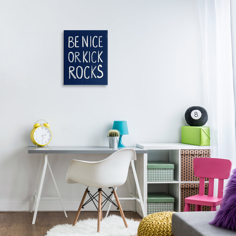 «Be Nice or Kick Rocks», art mural sur toile par Daphne Polselli, H 20 po x l 16 po