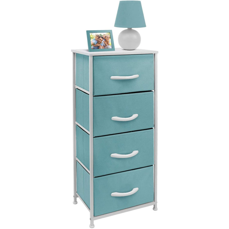 Commode 4 tiroirs - Aqua, Aqua / blanc