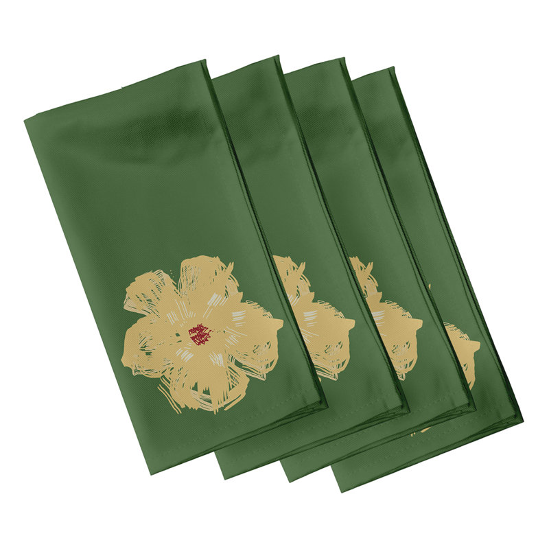 Ensemble de serviettes 4 pièces Brainard, L 18 po x L 18 po, Beige / vert / rouge