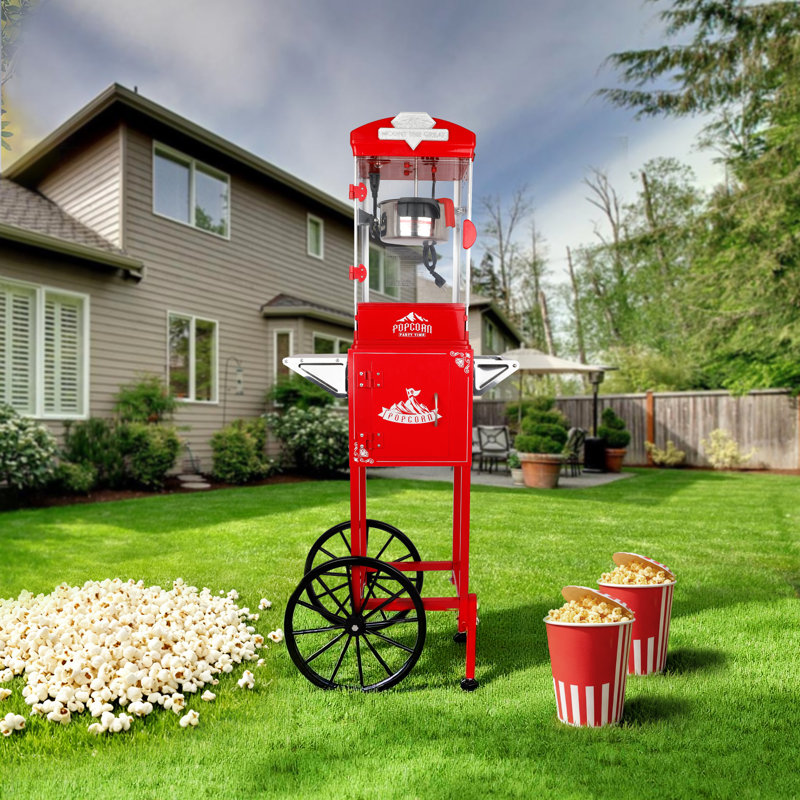 Machine à popcorn autoportante de 10 onces avec tasses à mesurer, Rouge