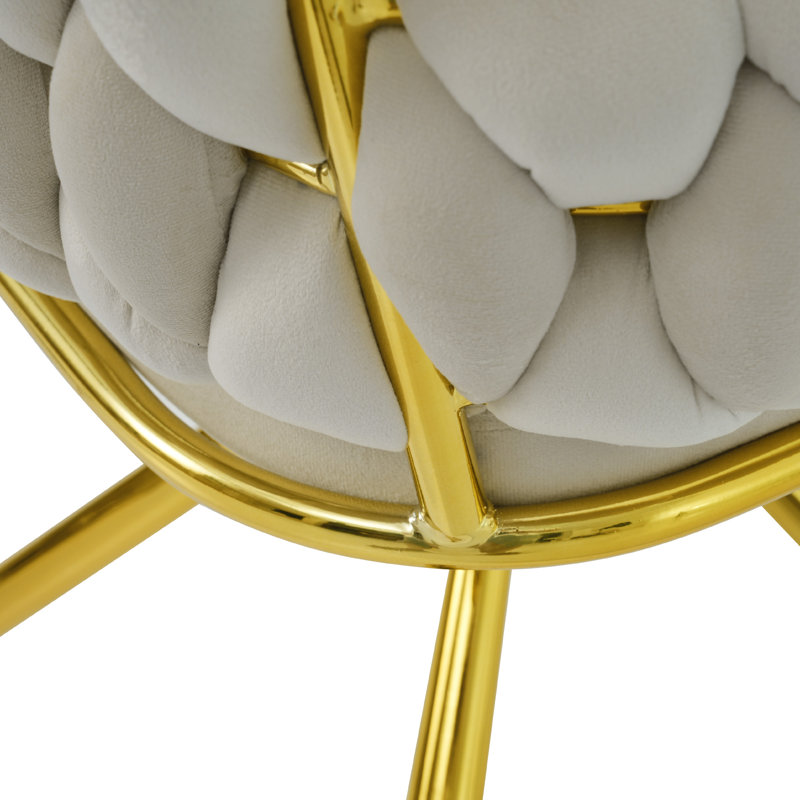 Helmville Tufted Velvet Metal Armchair (1Pcs), Beige