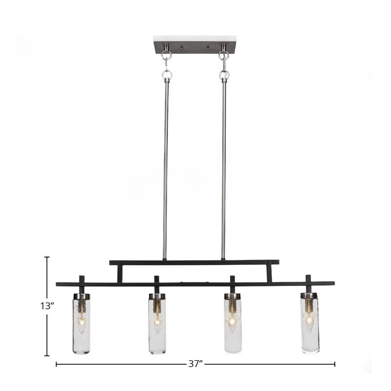 Bar 4 lumières Salinda, Bulle transparente, Noir mat/nickel brossé