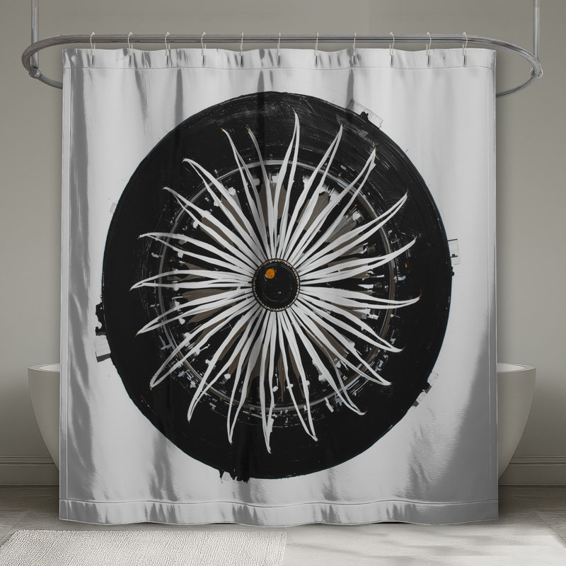 Rideaux de douche circulaires abstraits monochromes extra longs, 70 po l x 72 po H
