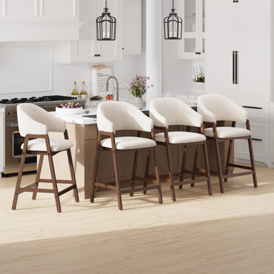 Upholstered Solid Wood Bar Stool Counter Stool