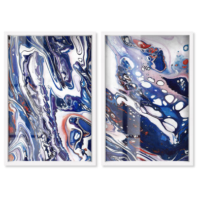 «Pacific Blue Dynamics Shadowbox», ensemble d'art encadré par Art Remedy, cadre blanc, 36 x 54