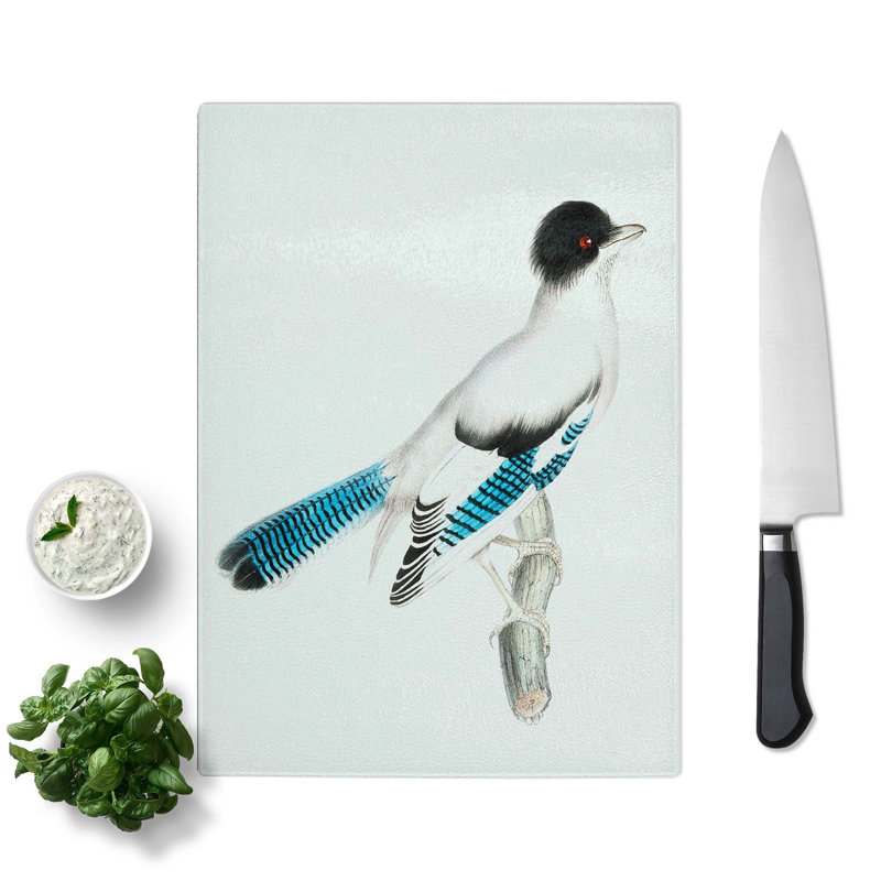 Tempered Glass Almorah Jay by John Edward Gray Chopping Board, 28.5cm W x 20cm L