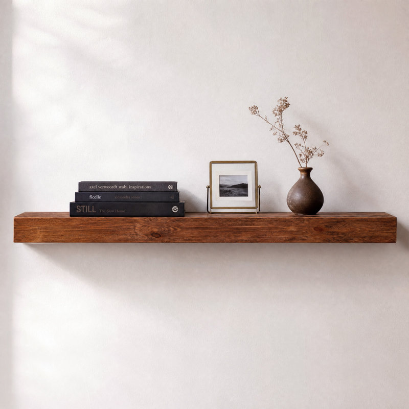 Manteau de cheminée en bois massif, Glossy Brown, 60"