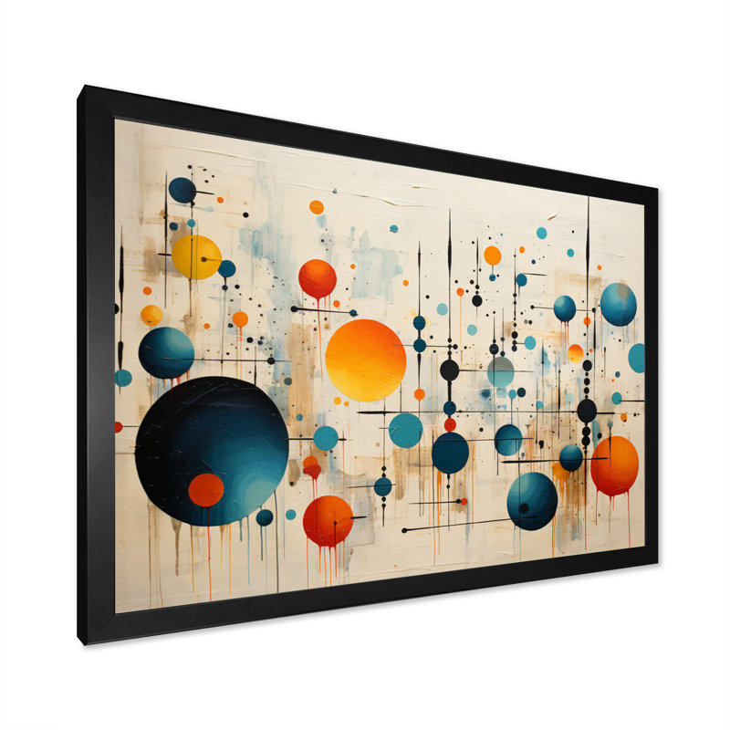 «Green Green Beige Mid Century Abstract Retro III», reproduction d'art sur toile, Cadre simple noir