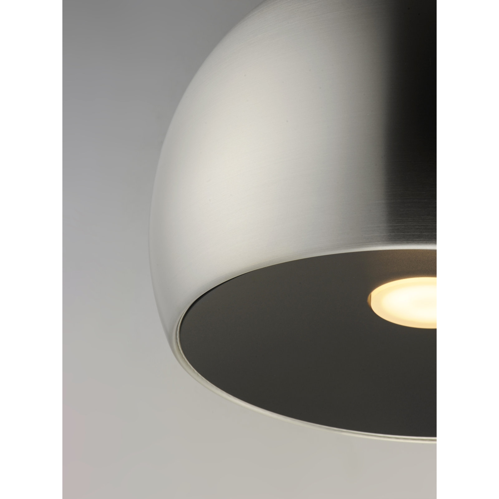 Nelle Single Light Metal Dimmable LED Pendant, Satin Nickel/Black, 14.5" H x 19.75" W x 19.75" D