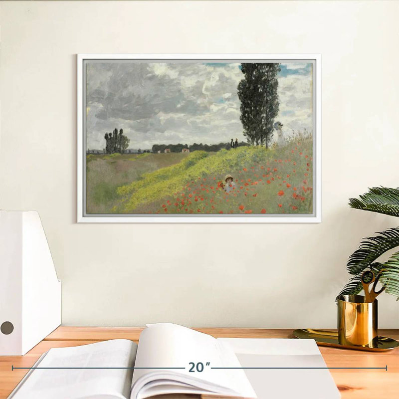 Une promenade dans les prés à Argenteuil, 13 po x 9 po, Cadre flottant blanc