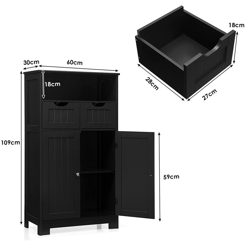Genevy Bathroom Cabinet, Black