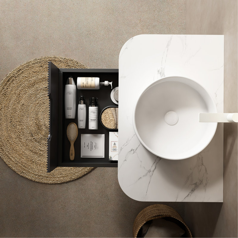 Lavabo de salle de bain en céramique 13,75 po - Blanc, matériau et design épuré axé sur l'hygiène