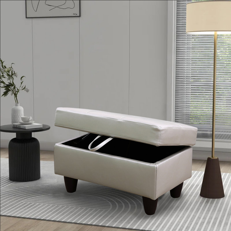 Faux Leather Upholstered Storage Bench, Powder