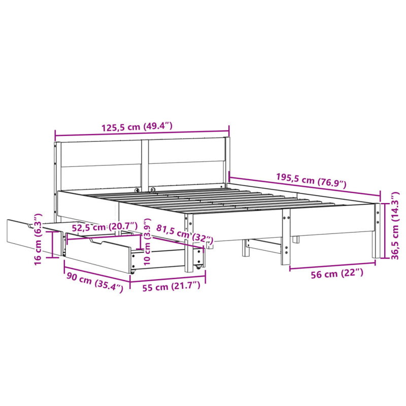 Storage Bed, Brown, Small Double (4')