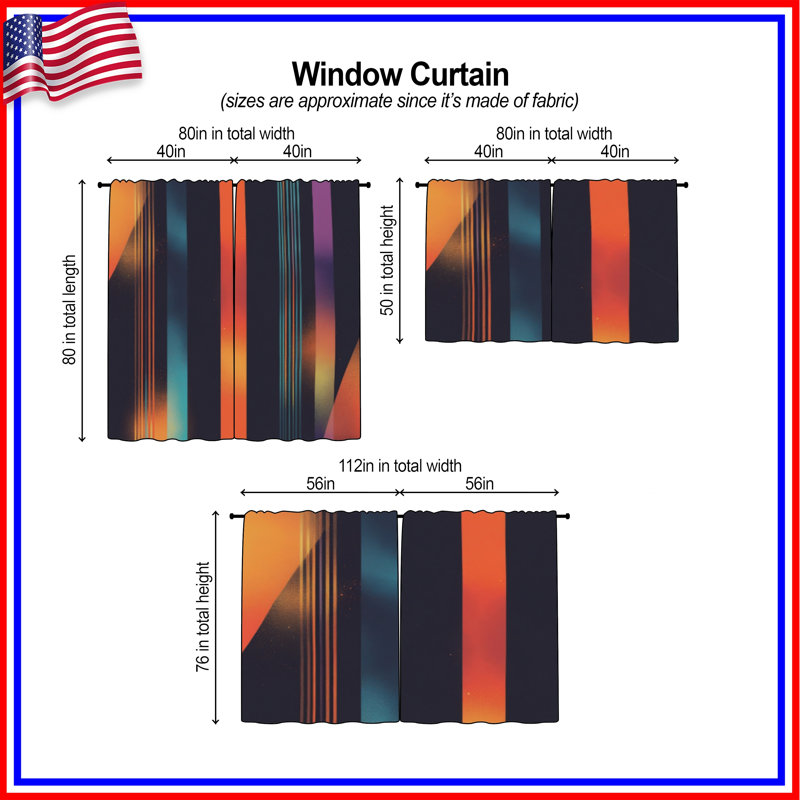 Rideaux de fenêtre colorés et colorés à rayures verticales et obscurcissant - 2 panneaux, 40 po x 80 po - 2 panneaux