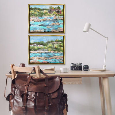 «Flowing River Rocks», ensemble de 2 toiles flottantes encadrées par Melissa Wang
