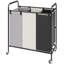 Panier à linge à 3 compartiments, chariot de tri du linge avec roulettes robustes et verrouillables pour le linge sale dans la buanderie ou la chambre, organisateur de rangement pour le linge sale